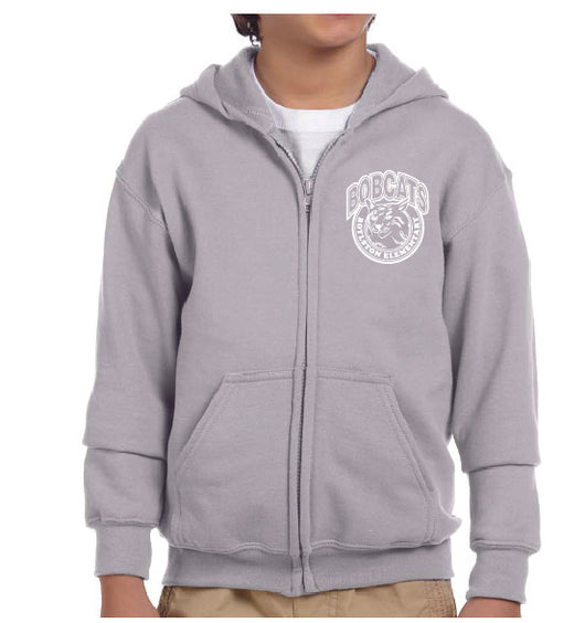 (Boylston Bobcats) Sport Grey Zip Hooded Sweatshirt- YOUTH G186b